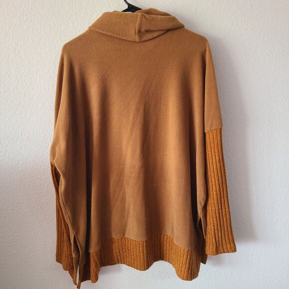 La Miel US Womens M Camel Brown Cowl Neck Sweater With Ribbed Hem & Sleeves - Picture 4 of 10